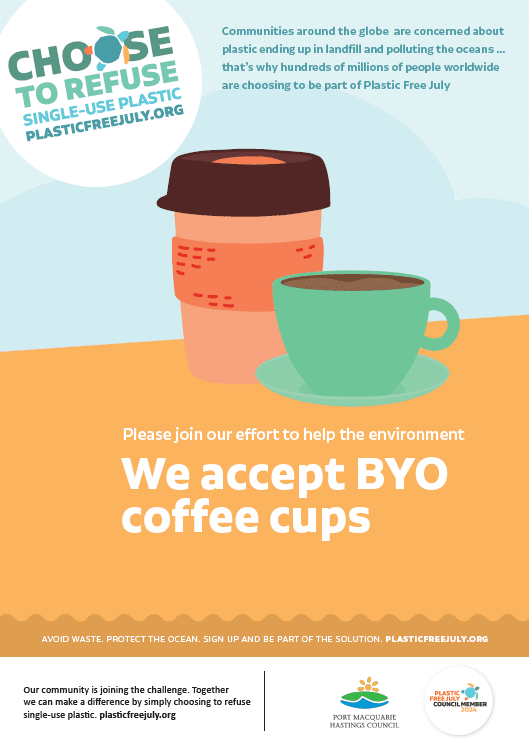 We accept BYO coffee cups PFJ downloable poster